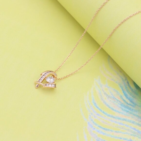 "Rose Gold Heart Pendant Necklace with Sparkling Stone Accents, XPBL0870 - Picture 8 of 13